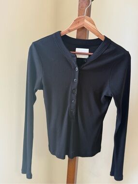 Citizens Of Humanity Black Ribbed Henley Top